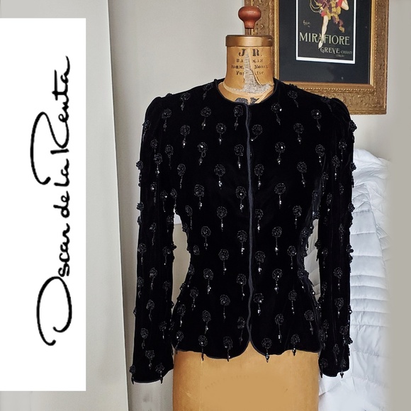 Oscar de la Renta Jackets & Blazers - Vintage Oscar de la Renta velvet beaded jacket